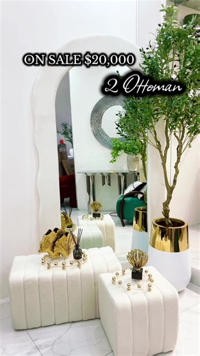 Available at all 3 Lovations ! Get the set of two white ottomans (small   large) for just $20,000 💸 Perfect for extra seating or a footrest 😌🏠! Sale won't last long, shop now 👉 #Ottoman #Furniture #decor #sale #dextadaps