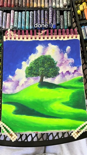 Oil Pastel Tree Landscape Art Tutorial