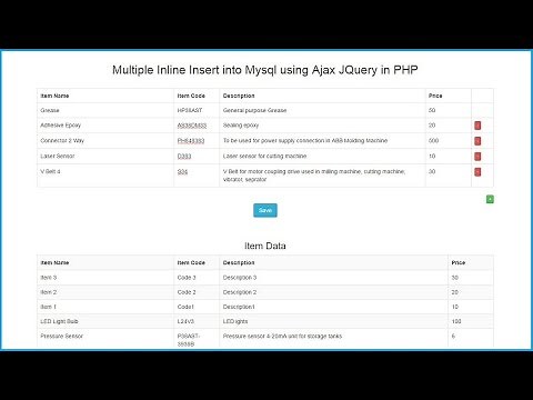 Multiple Inline Insert into Mysql using Ajax JQuery in PHP