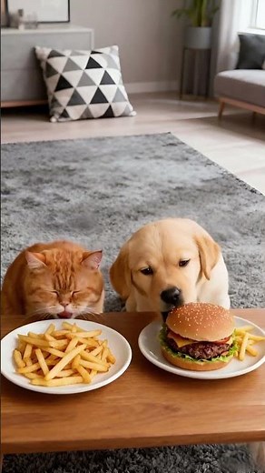 🐱 Two best friends, two plates, one hilarious dinner moment! #shorts