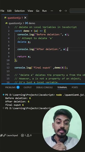 ❌ Why delete Doesn’t Work on Local Variables in #javascript