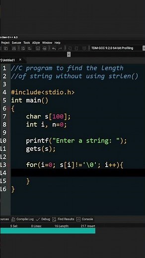 C Program to find the length of a string without using strlen() function. #c #cprogramming #fyp #fyp