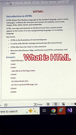 Introduction to HTML | What is HTML? HTML Basics for Beginners 🚀 #shorts #html #webdevelopment