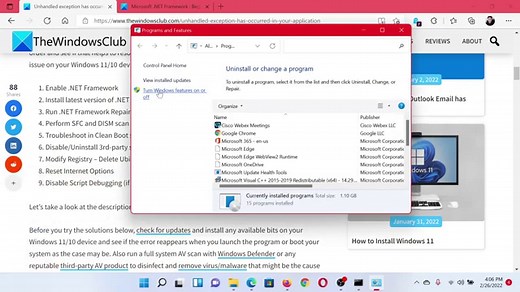 Unhandled exception has occurred in your application