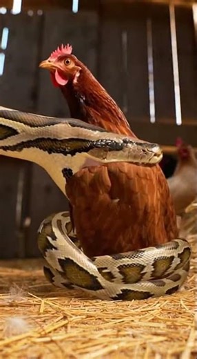 Kittens attack giant python to protect chickens #shorts #kitten #gaintpython