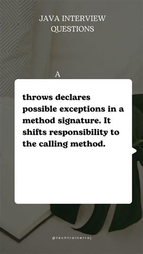 what is throws keyword? #javaautomation #javainterview #interviewtips #java #edushorts #coding