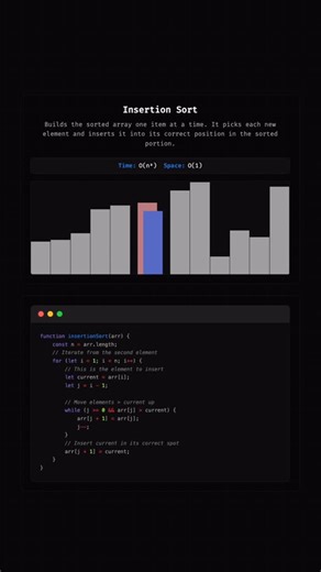 @onjsdev on Instagram: "Insertion Sort Slowed #computerscience"