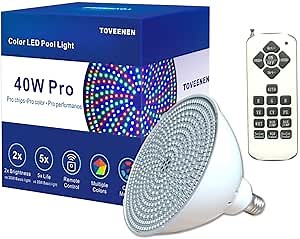 LED Pool Light Bulb for Inground Pool 120V 40W PRO Color Changing Pool Lights for Pentair Hayward Swimming Pool Light Bulb Replacement