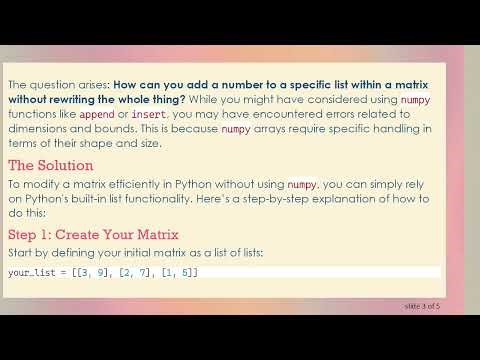 How to Efficiently Mutate a Matrix in Python Using Lists