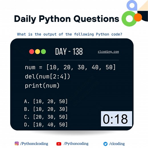 1.2K views · 17 reactions | Python Coding challenge - Day 138 | What is the output of the following Python Code? | Python Coding | Facebook