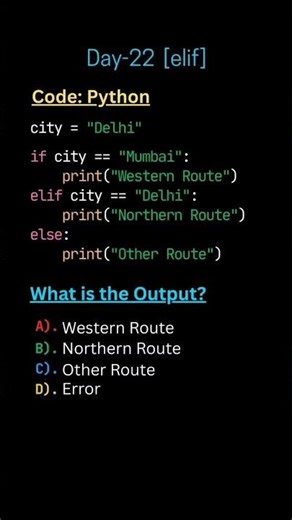 Day - 22 python code ( elif ) ✅ #coding #shorts #python