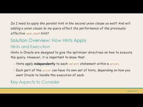 Can I Use Different Hints in One Clause of Union in Oracle?