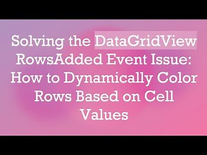 Solving the DataGridView RowsAdded Event Issue: How to Dynamically Color Rows Based on Cell Values