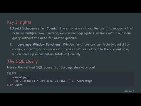 Calculate Percentages of Total Users by Campaign in PostgreSQL