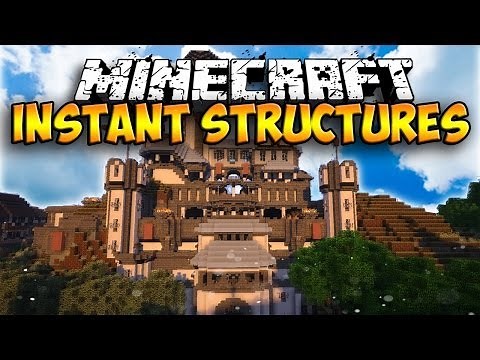 Massive Instant Structures Mod - INSTANT HOUSES AND STRUCTURES! (Minecraft Mod Showcase)