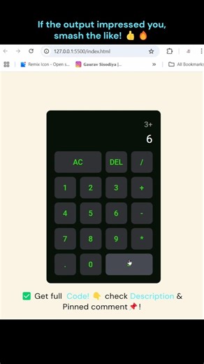 😍Simple Calculator in HTML CSS JavaScript #webdevelopment #coding #javascript