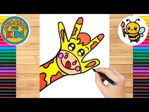 How to Turn a Handprint into a Cute Giraffe | Easy Drawing + Fun Animation for Kids