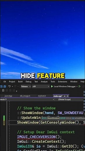 Removing the Console Window from C++ ImGui Project #cplusplus #shorts #imgui