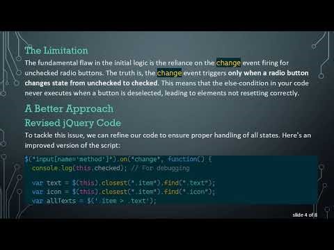 Solving the jQuery Radio Button Show/Hide Icon Issue