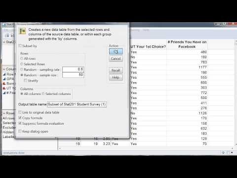 JMP Tutorial: Selecting a Simple Random Sample
