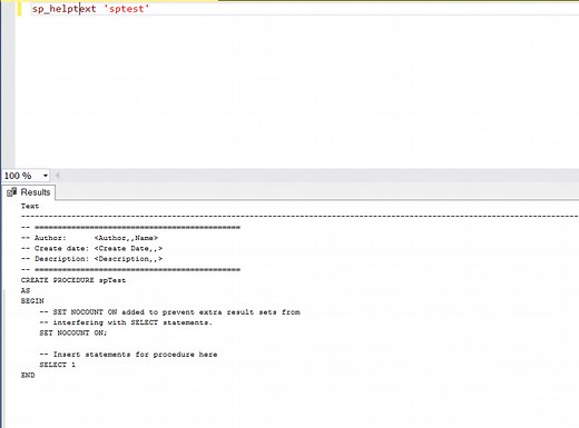 SQL Server - Shortcut to display the Stored procedure Code