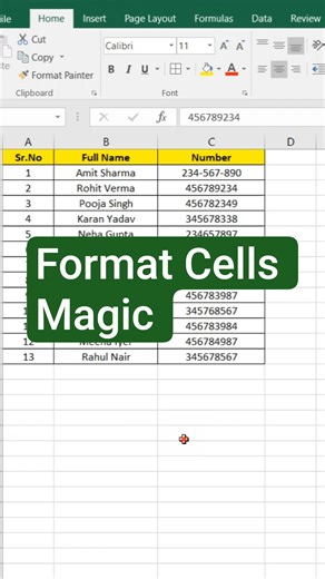 Excel Format Cells Magic #excel #shorts