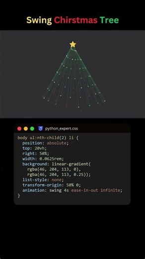 Swing Christmas Tree in Pure CSS 😍🎄 | Coding Shorts #christmas #coding #programming #christmas2025