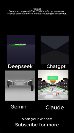 ChatGPT vs Gemini vs DeepSeek vs Claude — Infinite Mall (HTML/CSS/JS)
