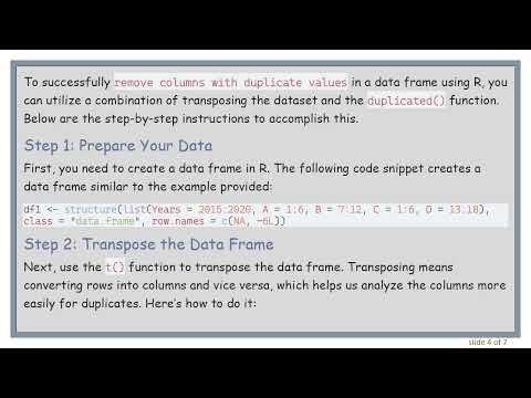 How to Remove Duplicate Columns in a Data Frame