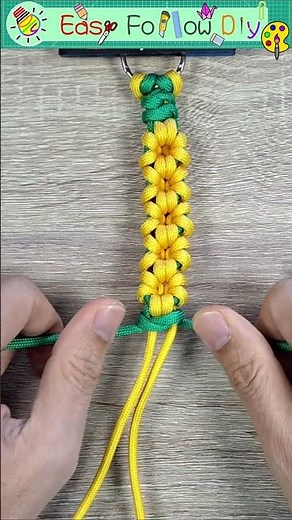 Nice Little Daisy with Leaf Key Ring🌻 Macrame Paracord Flower Key Ring | EASY Knot Pattern