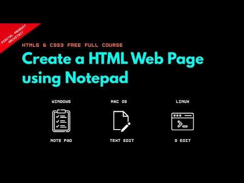 How to Create a HTML Web Page using Notepad | Lesson 3 | HTML5 & CSS3