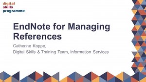 EndNote for managing references course recording