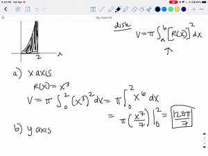 Choosing a Method In Exercises 29-32, use the disk method or the shell method to find the volumes of the solids generated by revolving the region bounded by the graphs of the equations about the given lines. y=x^3, y=0, x=2 (a) the x -axis (b) the y -axis (c) the line x=4 | Numerade