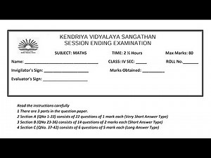 Class-4 Maths / Annual Exam Question Paper / Previous Session Ending Paper of KENDRIYA VIDYALAYA