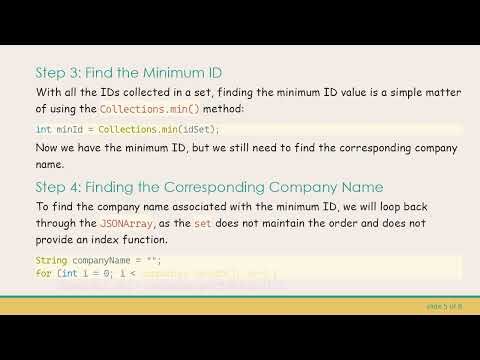 How to Output Company Name with Minimum ID Value from a JSONArray