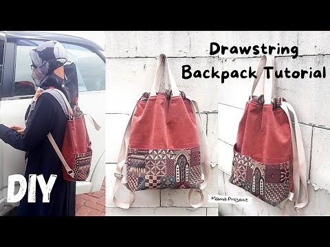 Drawstring backpack tutorial | Diy drawstring bag | Diy tas ransel serut