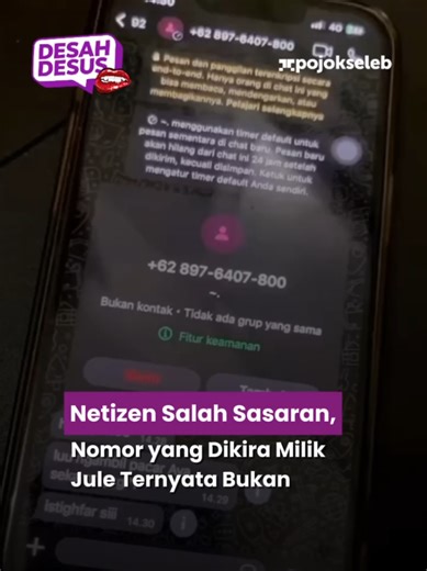 Netizen Salah Sasaran, Nomor yang Dikira Milik Jule Ternyata Bukan Kehebohan di media sosial sempat terjadi setelah sebuah nomor telepon dikira milik Jule dan ramai diserbu netizen. Namun belakangan terungkap bahwa nomor tersebut bukan milik yang bersangkutan, melainkan salah sasaran. Kesalahan ini pun menuai beragam reaksi, mulai dari permintaan maaf hingga imbauan agar publik lebih berhati-hati sebelum menyebarkan atau menyerang pihak tertentu. Peristiwa ini jadi pengingat pentingnya verifikas