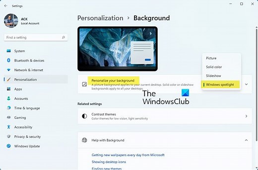 How to display Windows Spotlight backgrounds on Desktop