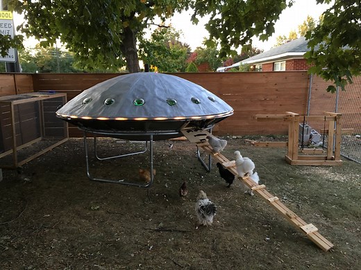 A UFO Chicken Spaceship Coop that is Out of This World