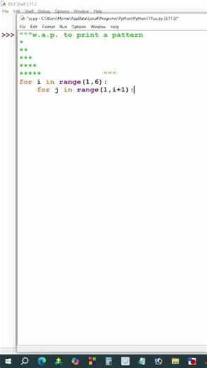pattern printing program using python / python program / #shorts