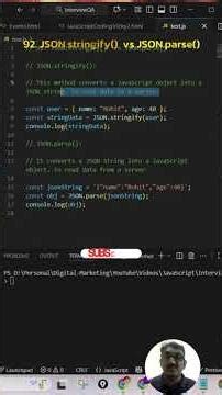 JSON.stringify() vs JSON.parse() | Powerful Difference Explained in 60 Seconds | JS Interview