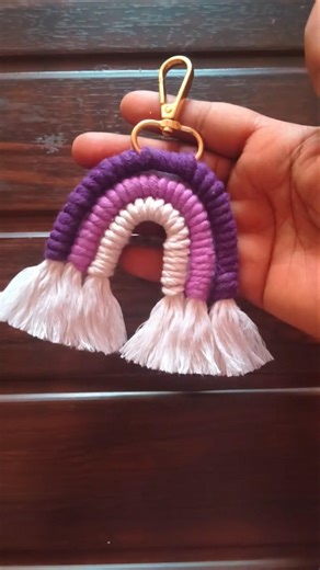 Macrame Rainbow keychain tutorial | Easy steps for beginners | Boho design #shorts #macramekeychain