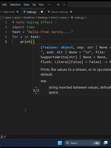 Auto Typing Effect in python #shorts #pythonprojects
