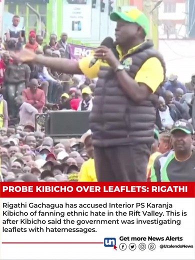 43K views · 623 reactions | Rigathi Gachagua On dreaded Leaflets: “Tell Kibicho and Matiang’i to stop fanning ethnic animocity” . Full video  https://youtu.be/Rbp3e998uLg . . . #KenyaDecides | #Politics | #Rldoret | kuria | general election | Uzalendo News | Facebook