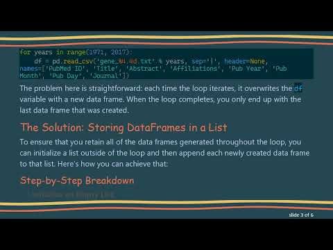 How to Create Separate DataFrames for Each Year in Python using a for Loop