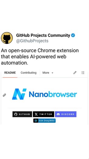Github Projects on Instagram: "An open-source Chrome extension that enables AI-powered web automation. https://www.opensourcrceprojects.dev/post/1956290734274801729"