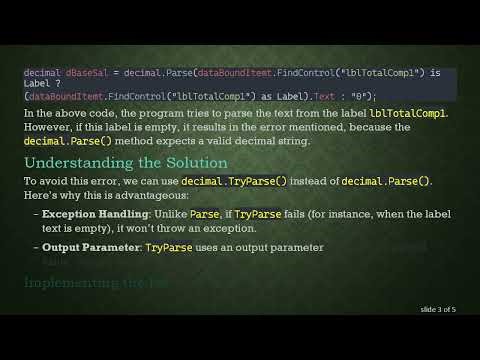 How to Fix the “input string was not in a correct format” Error in C# when Parsing Labels