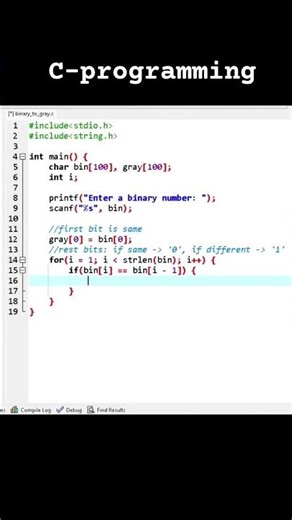 Binary to Gray code | C programming | #shorts #shortvideo #ytshorts #trending #programming