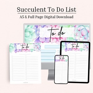 To Do List, Task List, Printable & Fillable Templates PDF, A5/letter, Instant Download, Succulent Printable - Etsy Canada
