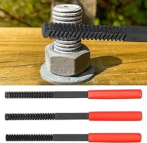 3Pcs Thread File Set Thread Restorer File Set, Thread Repair File Set Removable Plastic Caps Thread Restoring Chaser Files Metric Thread Chaser for Damaged External Threads Auto Repair